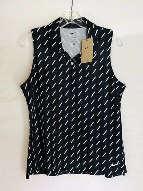 NEW Nike Golf Women's Size Medium Sleeveless Geometric Polo Shirt NWT